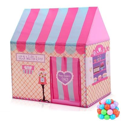 Household Children Printing Play Tent Small Game House with 50 Ocean Balls (Pink)