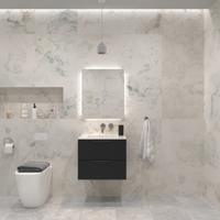 Badkamermeubelset Gliss Design Hera Mat Zwart 70cm 2 Laden Zwart Schoolkrijt (Keuze Wastafel) - thumbnail