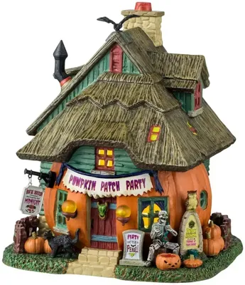 Lemax pumpkin patch party verlicht huisje Spooky Town 2024