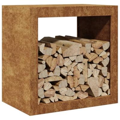 VidaXL Brandhoutrek 60x40x60 cm weervast staal VidaXL Brandhoutrek 60x40x60 cm weervast staal