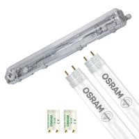 LED Waterdichte TL Armatuur met T8 Buizen - Velvalux Strela - 60cm - Dubbel - Koppelbaar - Waterdicht IP65 - OSRAM - SubstiTUBE Value EM 840 - 15.2W - Natuurlijk Wit 4000K | Vervangt 36W - thumbnail