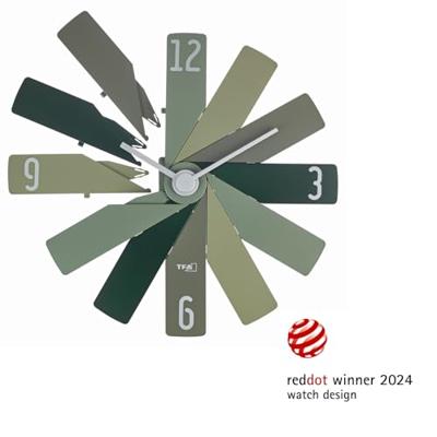 TFA Dostmann 60.3020.04 Wandklok Kwarts 400 mm x 37 mm x 400 mm Groen, Olijf, Bosgroen Slepend uurwerk (geluidsloos)