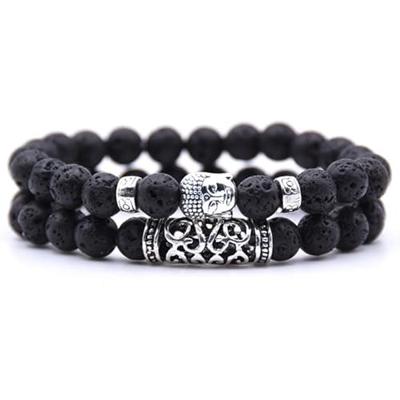 Memphis Heren Kralen Armband Lavasteen en Buddha Zwart Memphis Heren Kralen Armband Lavasteen en Buddha Zwart
