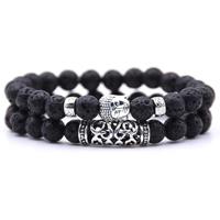 Memphis Heren Kralen Armband Lavasteen en Buddha Zwart - thumbnail