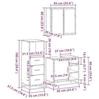 3-delige Badkamermeubelset bewerkt hout bruin eikenkleur - thumbnail