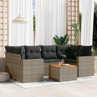 7-delige Loungeset met kussens poly rattan grijs - thumbnail