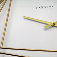 NeXtime NE-3268 Turning Square Wandklok Groot 85 cm Goud/Wit/Metaal - thumbnail