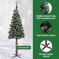 VidaXL Slanke kerstboom groen 180 cm pvc en massief dennenhout - thumbnail