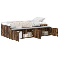 Opbergbedframe Gerookt eiken 90 x 190 cm Bewerkt hout - thumbnail