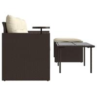 3-delige Loungeset met kussens poly rattan bruin - thumbnail