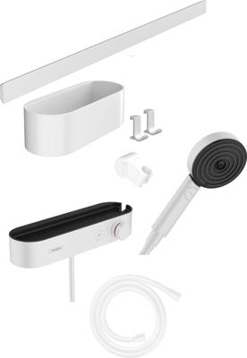 Hansgrohe Bundelset Handdouche WallStoris Thermostaat Glijstang en Opbergset Mat Wit