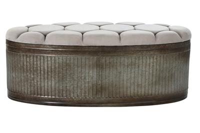 Kruk DKD Home Decor Beige Metaal Polyester Donkerbruin (121 x 44 x 47,5 cm)