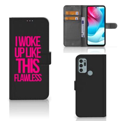 Motorola Moto G60s Hoesje met naam Woke Up - Origineel Cadeau Zelf Maken | Portemonnee hoesje Motorola Moto G60s Hoesje met naam Woke Up - Origineel Cadeau Zelf Maken | Portemonnee hoesje