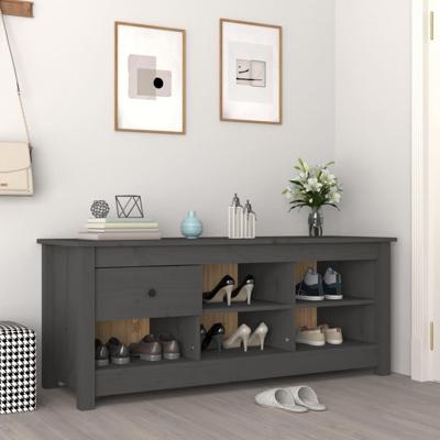 VidaXL Schoenenkast 110x38x45,5 cm massief grenenhout grijs VidaXL Schoenenkast 110x38x45,5 cm massief grenenhout grijs