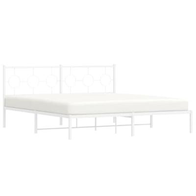 Bedframe met hoofdbord metaal wit 180x200 cm