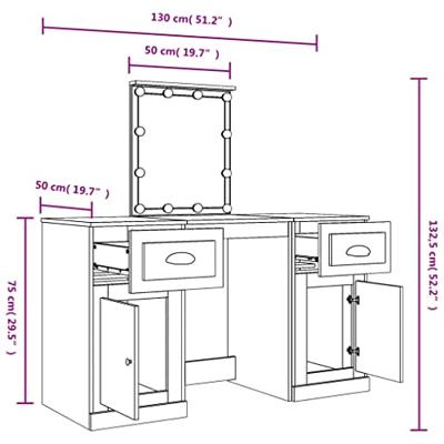 Kaptafel met LED-verlichting 130x50x132,5 cm betongrijs