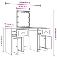 Kaptafel met LED-verlichting 130x50x132,5 cm betongrijs - thumbnail