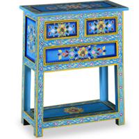 Dressoir met lades handgeschilderd massief mangohout turquoise - thumbnail