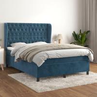 Boxspring met matras fluweel donkerblauw 140x200 cm - thumbnail