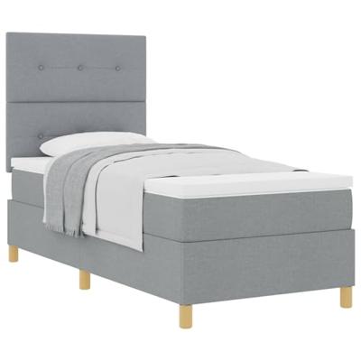 Boxspringbed met matras Lichtgrijs 80 x 200 cm Stof