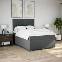 Boxspring met matras stof donkergrijs 140x190 cm - thumbnail