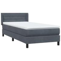 Boxspring met matras fluweel donkergrijs 90x220 cm - thumbnail