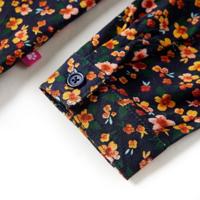 Kinderoverhemd met bandkraag bloemenprint 140 marineblauw - thumbnail