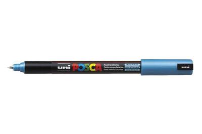 Uni-Posca Posca marker, afm pc-1mr, lijndikte 0,7 mm, extra-fijn, metallic blauw, 1 stuk