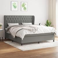 Boxspring met matras stof donkergrijs 160x200 cm - thumbnail