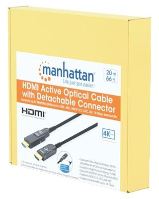 Manhattan 355513 HDMI-kabel HDMI Aansluitkabel HDMI-A-stekker, HDMI-micro-D-stekker 20 m Zwart 4K UHD