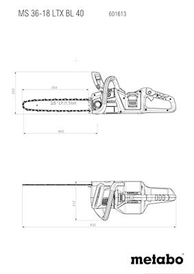 Metabo Accu-kettingzaag | MS 36-18 LTX BL 40 | Zonder accu en lader - 601613850 - thumbnail