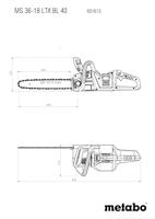 Metabo MS 36-18 LTX BL 40 Kettingzaag Accu 18 V Lengte mes 400 mm Zonder accu, Zonder lader - thumbnail