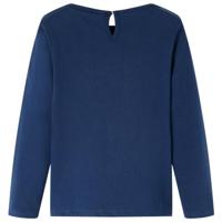 Kindershirt met lange mouwen vogelprint 116 marineblauw - thumbnail