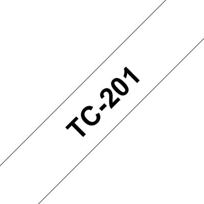 Gelamineerde Tape voor Labelmakers Brother TC-201 12 mm x 7,7 m Wit/Zwart