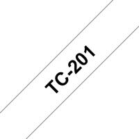 Gelamineerde Tape voor Labelmakers Brother TC-201 12 mm x 7,7 m Wit/Zwart - thumbnail