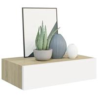 Wandschap met lade 40x23,5x10 cm MDF eikenkleurig en wit - thumbnail