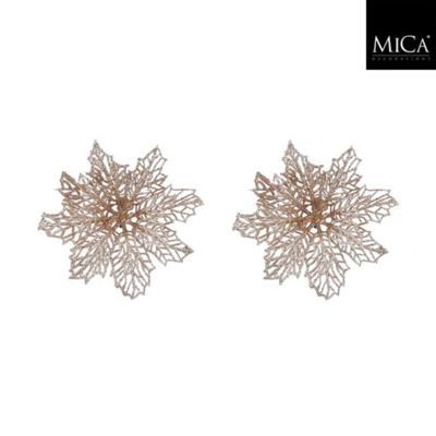 Mica Decorations Clip Poinsettia 3x13.5 cm 2 Stuks Champagne
