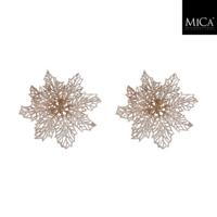 Mica Decorations Clip Poinsettia 3x13.5 cm 2 Stuks Champagne - thumbnail