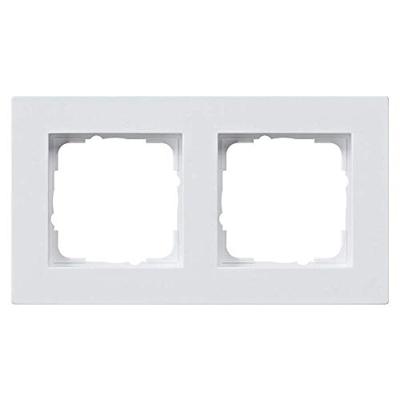 Gira E2 afdekraam 2-voudig vlak 3mm zuiver wit glanzend 0212201