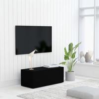 Tv-meubel 80x34x30 cm bewerkt hout zwart - thumbnail