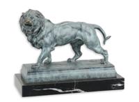 Bronzen beeld van een Leeuw met groene finishlaag - thumbnail