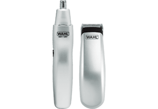 Baardreisset - WAHL - TRAVEL KIT - Trimmer op batterijen - Neus-/oorhaartrimmer - 6 standen - Grijs