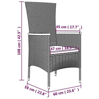 Tuinstoelen 4 st met kussens poly rattan grijs - thumbnail