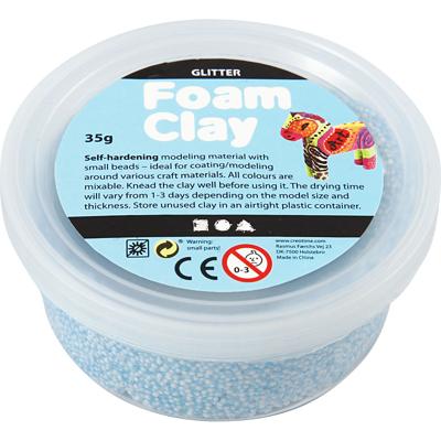 Foam Clay ®, glitter, lichtblauw, 35 gr/ 1 doosje