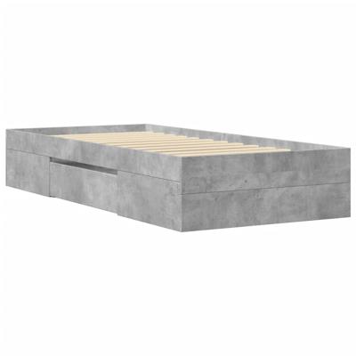 Bedframe bewerkt hout betongrijs 135x190 cm