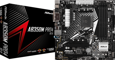 Asrock AB350M Pro4 R2.0 moederbord Socket AM4 Micro ATX AMD B350 Asrock AB350M Pro4 R2.0 moederbord Socket AM4 Micro ATX AMD B350