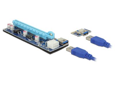 Delock 41426 Riser Card PCI Express x1 > x16 met 60cm USB-kabel Delock 41426 Riser Card PCI Express x1 > x16 met 60cm USB-kabel