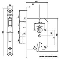 Nemef dag- en nachtslot - PC55 mm - doornmaat 50 mm - 1269/3 - zwart gelakt - thumbnail