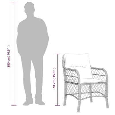 9-delige Tuinset met kussens poly rattan grijs