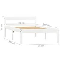 Bedframe massief grenenhout wit 90x200 cm - thumbnail